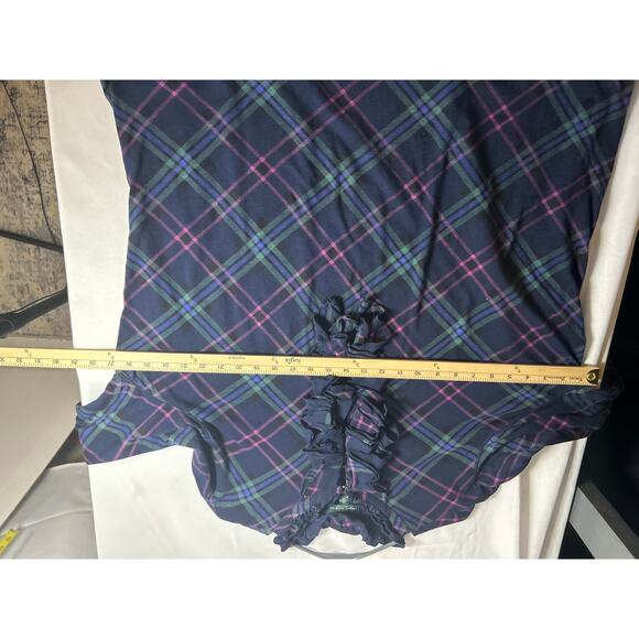 LRL Ralph Lauren Jeans Co Plaid Ruffle long sleeves cotton women’s Top Shirt 3X - Picture 6 of 11